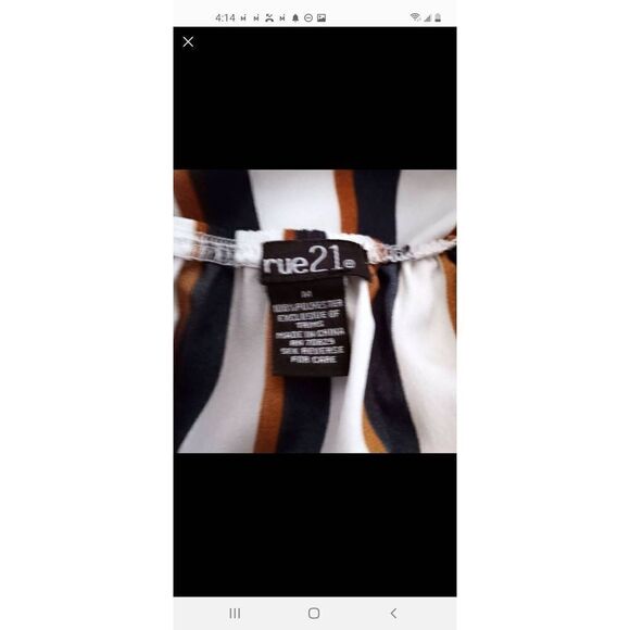 RUE 21 NAVY, COPPER, & WHITE OFF-THE-SHOULDER BLOUSE SZ.M EUC. - Picture 4 of 5